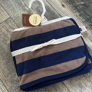Carters Fleece Blanket New Brown Blue Baby Boy Polyester 28”x30”
